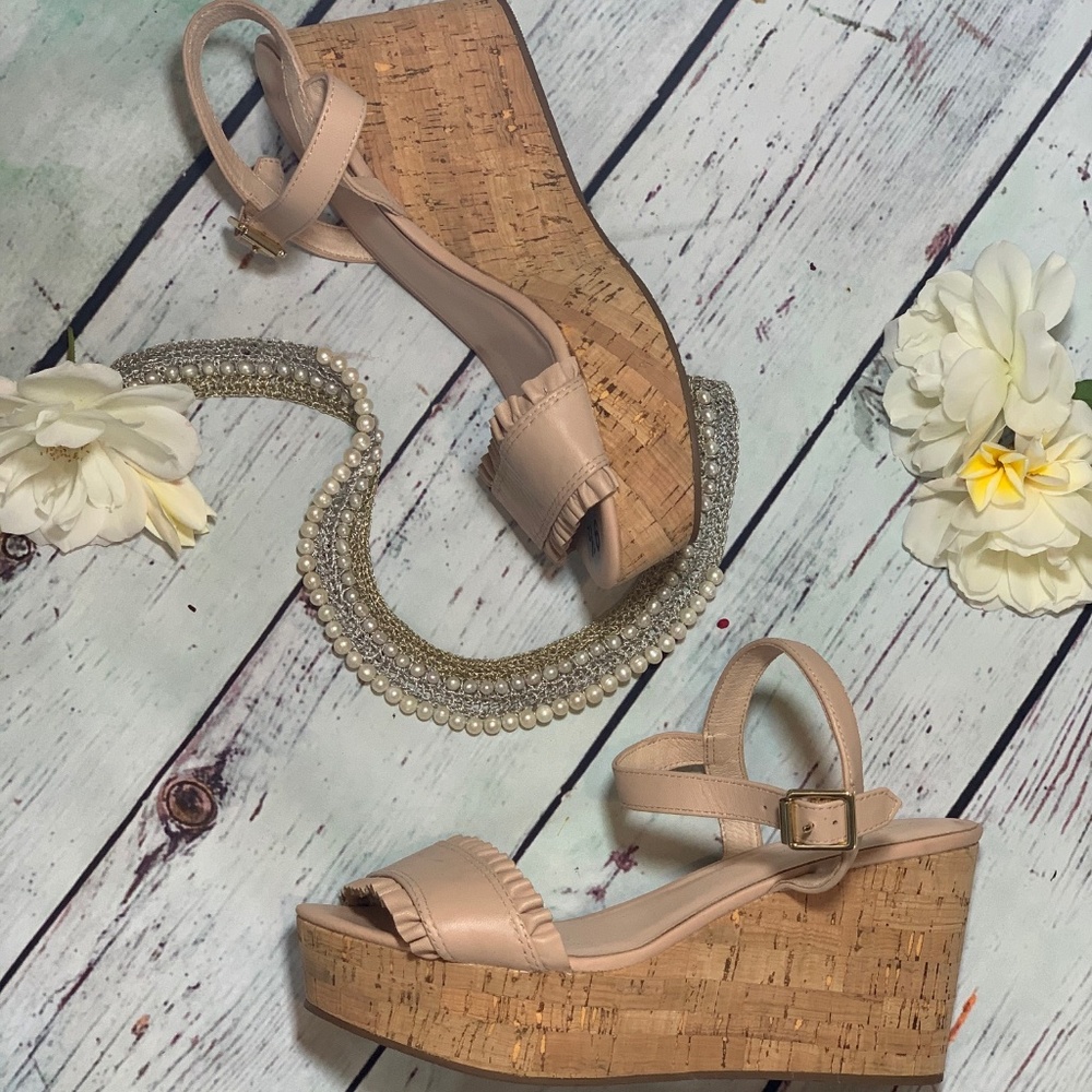 kate spade Nude Pink Cork Wedge Sandals